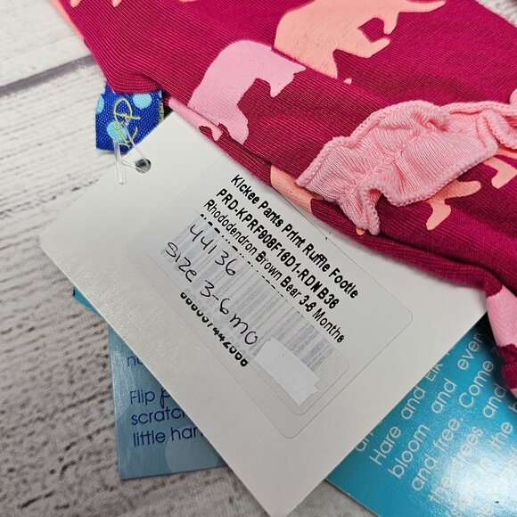 NWT Kickee Pants Baby Girl Brown Bears Ruffle Butt Footie Size 3-6 months - Picture 6 of 6
